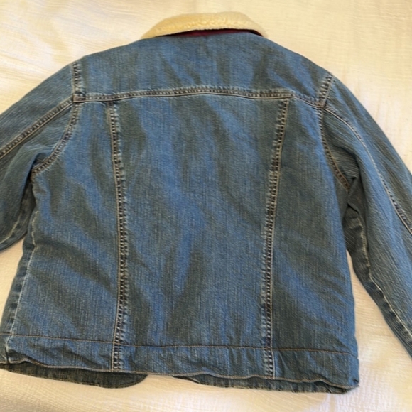 Sherpa-Lined Denim Jacket LLBean Sz L - Picture 4 of 11
